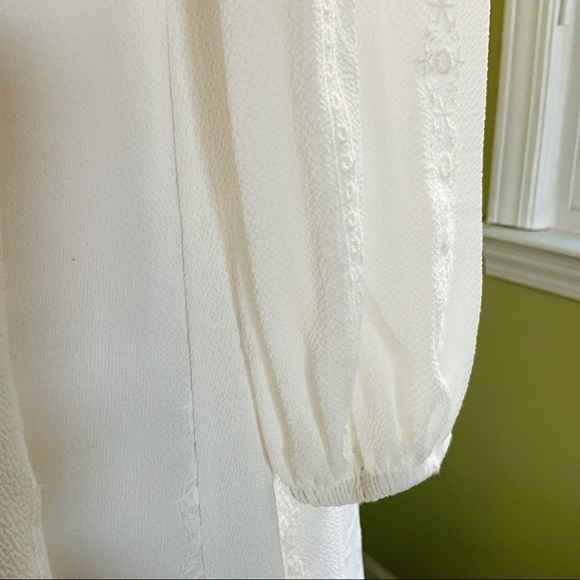 SALE Honey Punch Delicate White Eyelet Short Dress Long Sleeves Bow Tie Sash SML - Picture 12 of 16